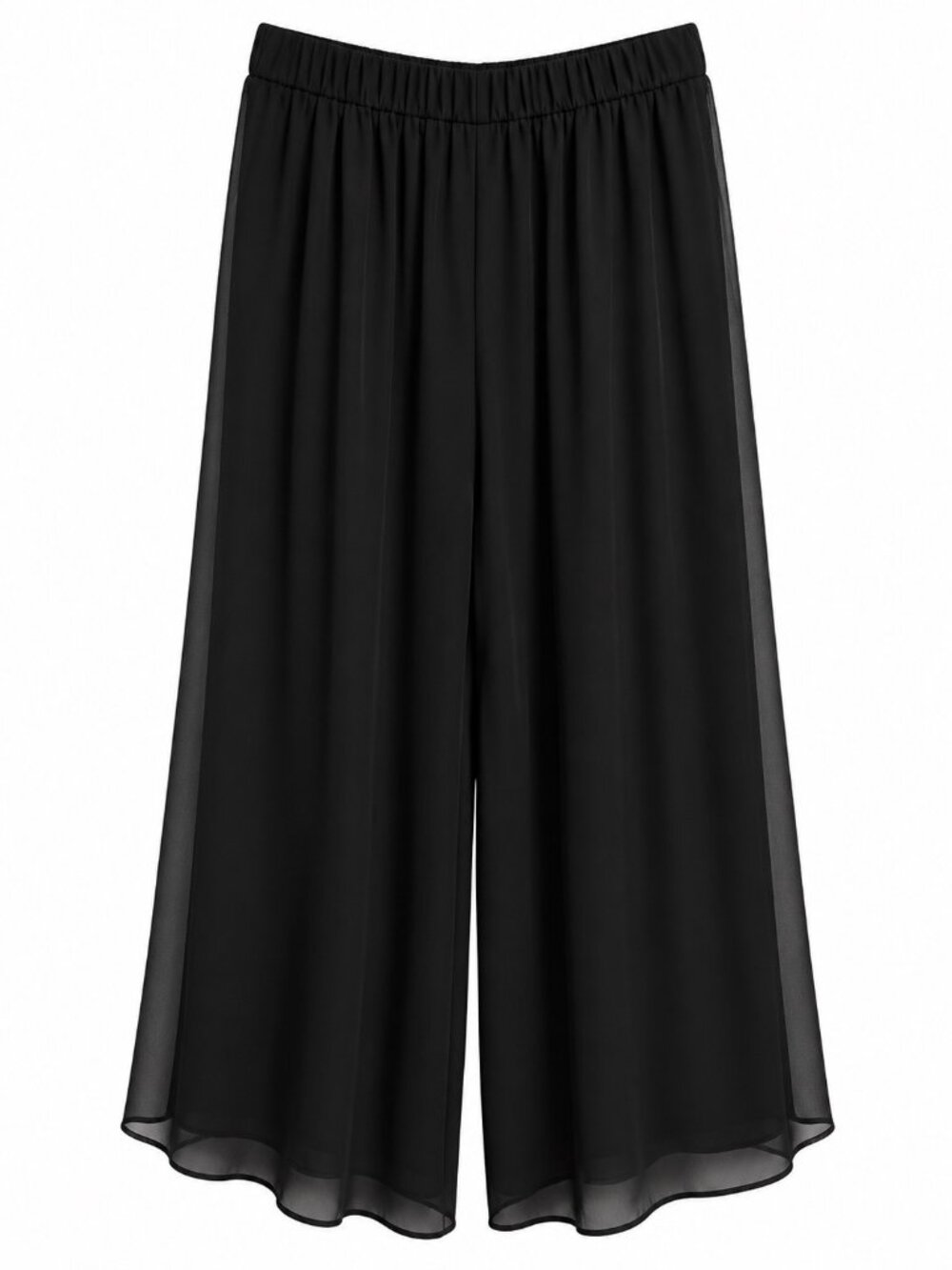 St. John Evening Black Silk Culottes Size 16 Elastic Waistband & Back Zipper